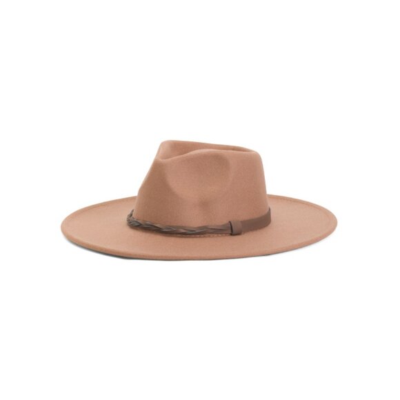 SAN DIEGO HAT Brown Faux Felt Fedora With Braided Trim - Picture 2 of 2